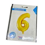 Foil Balloon 32 inch Gold Number 6